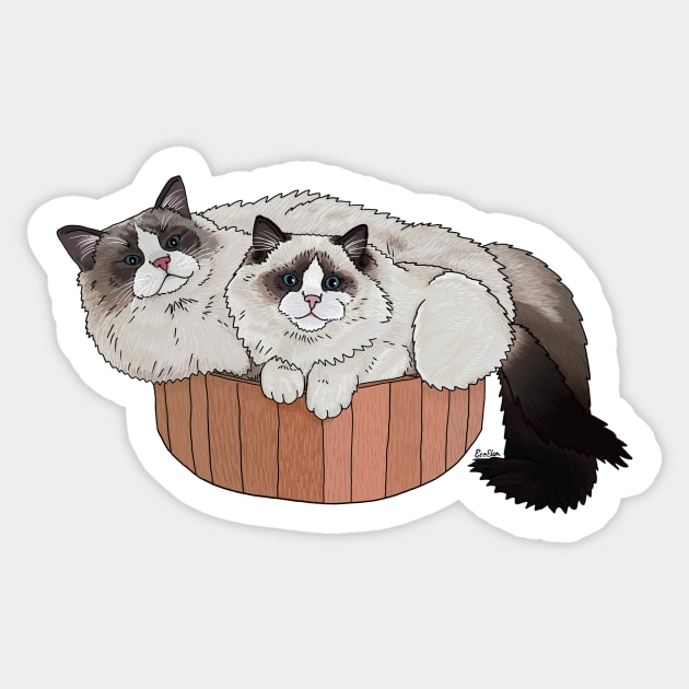 Ragdoll Cat Cuddle Pile Sticker by EcoElsa